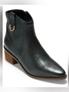 COLE Haan Maci Ankle Boot Classic Black Leather Boots Women’s Size 6.5